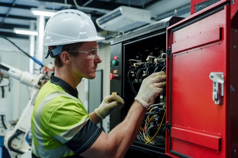 Engineer performing electrical inspection